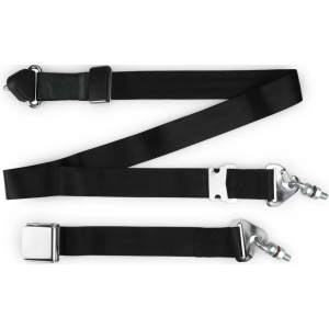 3pt black non retractable lap & shoulder belt chrome aviation 20 buckle RETROBELT 358-BLK-20