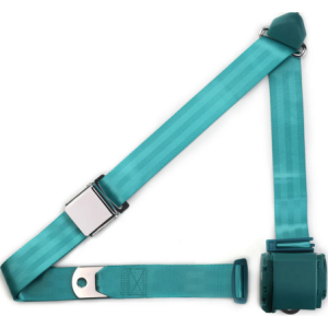 3pt aqua retractable lap & shoulder belt chrome aviation buckle RETROBELT 359-AQA