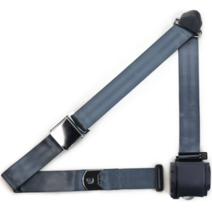 3pt blue retractable lap & shoulder belt chrome aviation buckle RETROBELT 359-BLU