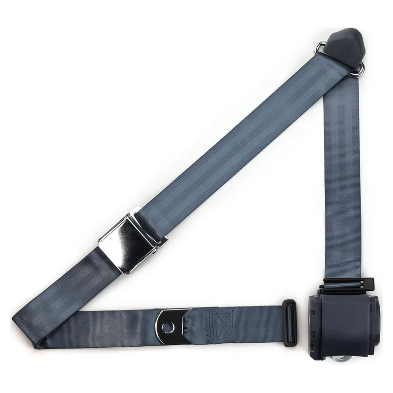 3pt blue retractable lap & shoulder belt chrome aviation buckle RETROBELT 359-BLU