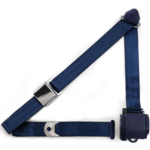 3pt dark blue retractable lap & shoulder belt chrome aviation buckle RETROBELT 359-DKB