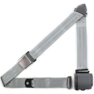 3pt grey retractable lap & shoulder belt chrome aviation buckle RETROBELT 359-GRY