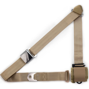 3ptsand retractable lap & shoulder belt chrome aviation buckle RETROBELT 359-SND
