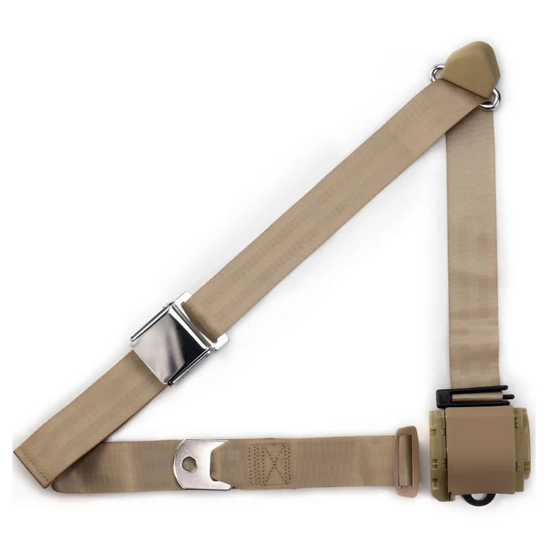 3ptsand retractable lap & shoulder belt chrome aviation buckle RETROBELT 359-SND