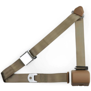 3pt tan retractable lap & shoulder belt chrome aviation buckle RETROBELT 359-TAN