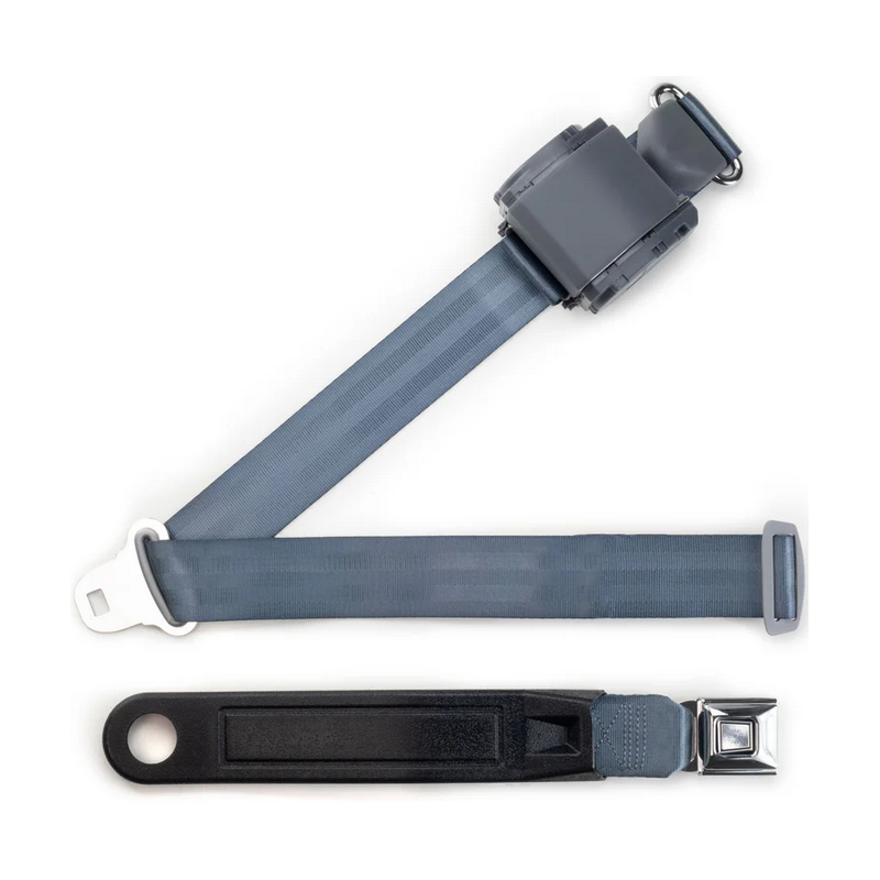 3pt blue retractable lap & shoulder belt starburst pushbutton buckle in 12 sleeve RETROBELT 369-BLU-12