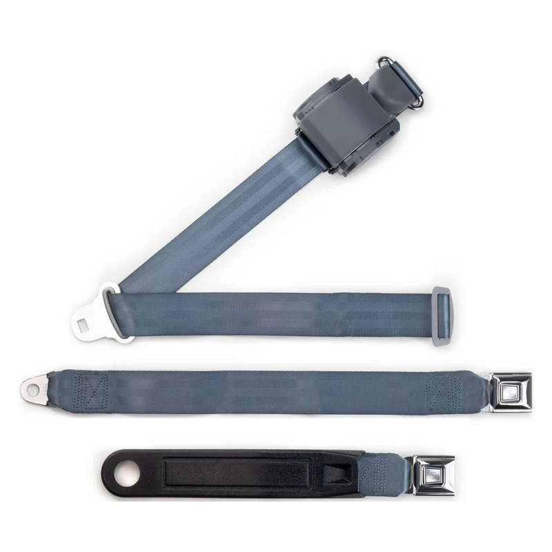 3pt blue retractable lap & shoulder belt starburst pushbutton 20 buckle RETROBELT 369-BLU-20