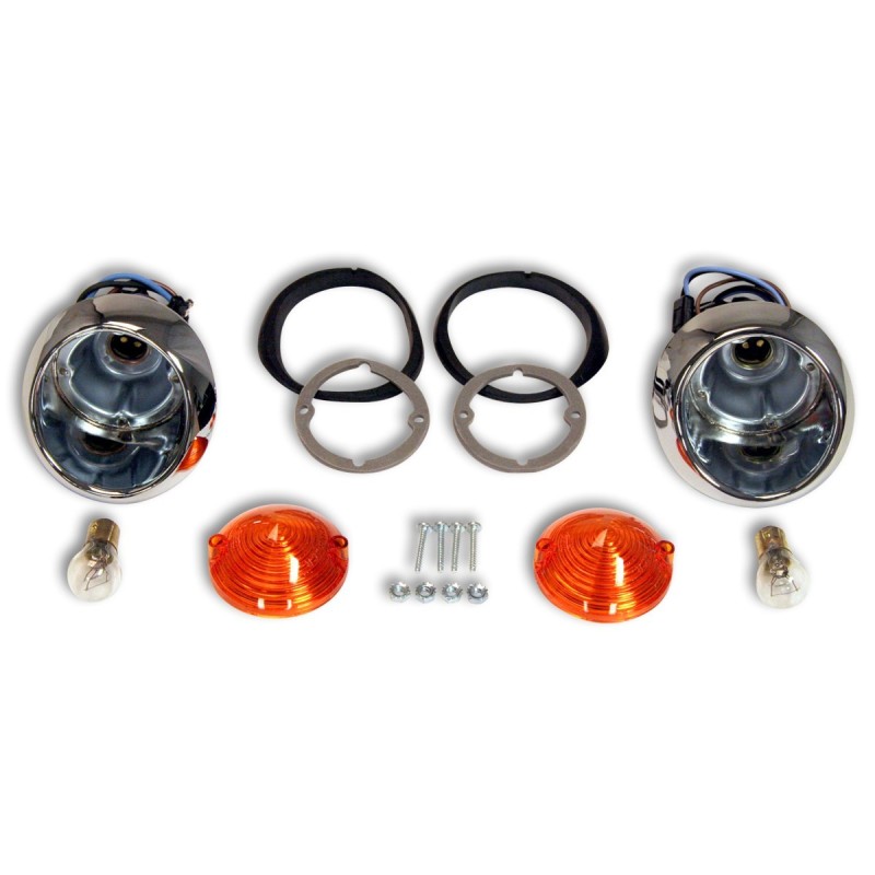 FORD MUSTANG 1964-1966 KIT PAIR DE FEUX VEILLEUSE OU CLIGNOTANT DE JUPE AVANT Parking Lamp Deluxe Kit SCOTT DRAKE KIT-ELC-1