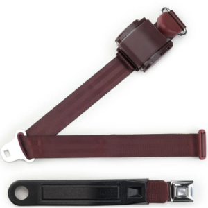 3pt burgundy retractable lap & shoulder belt starburst pushbutton buckle in 12 sleeve RETROBELT 369-BRG-12