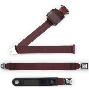 3pt burgundy retractable lap & shoulder belt starburst pushbutton 20 buckle RETROBELT 369-BRG-20