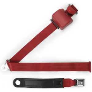 3pt dark red retractable lap & shoulder belt starburst pushbutton buckle in 12 sleeve RETROBELT 369-DKR-12