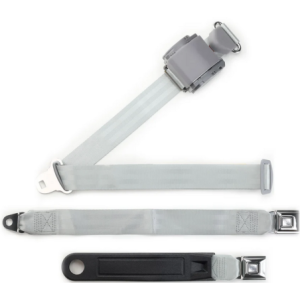 3pt grey retractable lap & shoulder belt starburst pushbutton 20 buckle RETROBELT 369-GRY-20