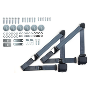 1955-57 chevy 3pt 359-blu belts w/aviation buckle & hardware kit (pair) RETROBELT RB-557HKT-BLU