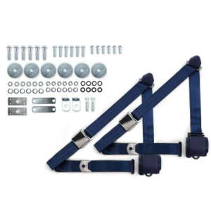 1955-57 chevy 3pt 359-dkb belts w/aviation buckle & hardware kit (pair) RETROBELT RB-557HKT-DKB