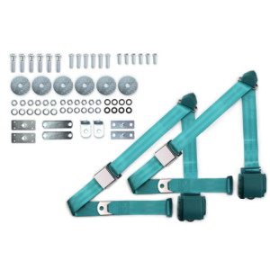 1964-75 gm 3pt 359-trq belts w/aviation buckle & hardware kit (pair) RETROBELT RB-6475GMKT-AQA