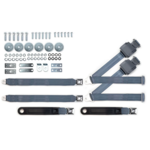 1964-75 gm 3pt 369-blu-20 belts w/pushbutton buckle & hardware kit for bench seats (pair) RETROBELT RB-6475GMKT-BLU-BE