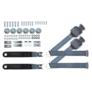 1964-75 gm 3pt 369-blu-12 belts w/pushbutton buckle & hardware kit for bucket seats (pair) RETROBELT RB-6475GMKT-BLU-BU