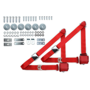 1964-75 gm 3pt 359-brd belts w/aviation buckle & hardware kit (pair) RETROBELT RB-6475GMKT-BRD