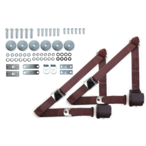 1964-75 gm 3pt 359-brg belts w/aviation buckle & hardware kit (pair) RETROBELT RB-6475GMKT-BRG