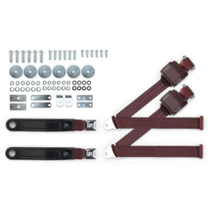 1964-75 gm 3pt 369-brg-12 belts w/pushbutton buckle & hardware kit for bucket seats (pair) RETROBELT RB-6475GMKT-BRG-BU