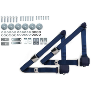 1965-73 mustang 3pt 359-dkb belts w/aviation buckle & 331 hardware kit (pair) RETROBELT RB-6573MUSTKT-DKB