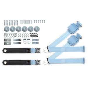 1965-73 mustang 3pt 369-pdb-12 belts w/pushbutton buckle & 331 hardware kit for bucket seats (pair) RETROBELT RB-6573MUSTKT-PDB
