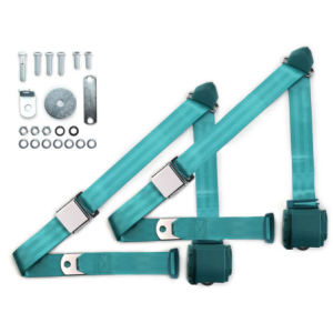 1970-73 datsun z-car 3pt 359-trq belts w/aviation buckle & hardware kit (pair) RETROBELT RB-7073ZKT-AQA