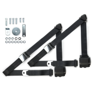 1970-73 datsun z-car 3pt 359-blk belts w/aviation buckle & hardware kit (pair) RETROBELT RB-7073ZKT-BLK