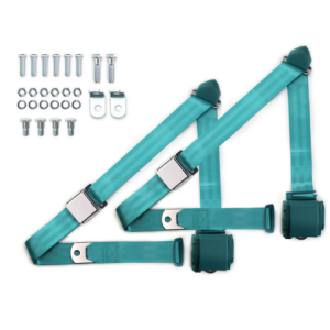 1973-91 gm truck 3pt 359-trq belts w/aviation buckle & 337 hardware kit (pair) RETROBELT RB-7391GMTKKT-AQA