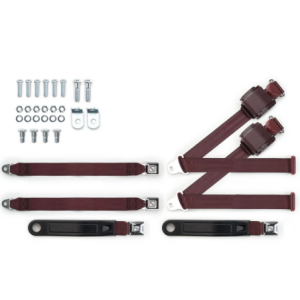 1973-91 gm truck 3pt 369-brg-20 belts w/pushbutton & 337 hardware kit for bench seats (pair) RETROBELT RB-7391GMTKKT-BRG-BE