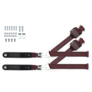 1973-91 gm truck 3pt 369-brg-12 belts w/pushbutton & 337 hardware kit for bucket seats (pair) RETROBELT RB-7391GMTKKT-BRG-BU