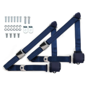 1973-91 gm truck 3pt 359-dkb belts w/aviation buckle & 337 hardware kit (pair) RETROBELT RB-7391GMTKKT-DKB