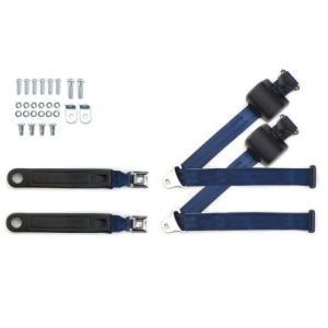 1973-91 gm truck 3pt 369-dkb-12 belts w/pushbutton & 337 hardware kit for bucket seats (pair) RETROBELT RB-7391GMTKKT-DKB-BU