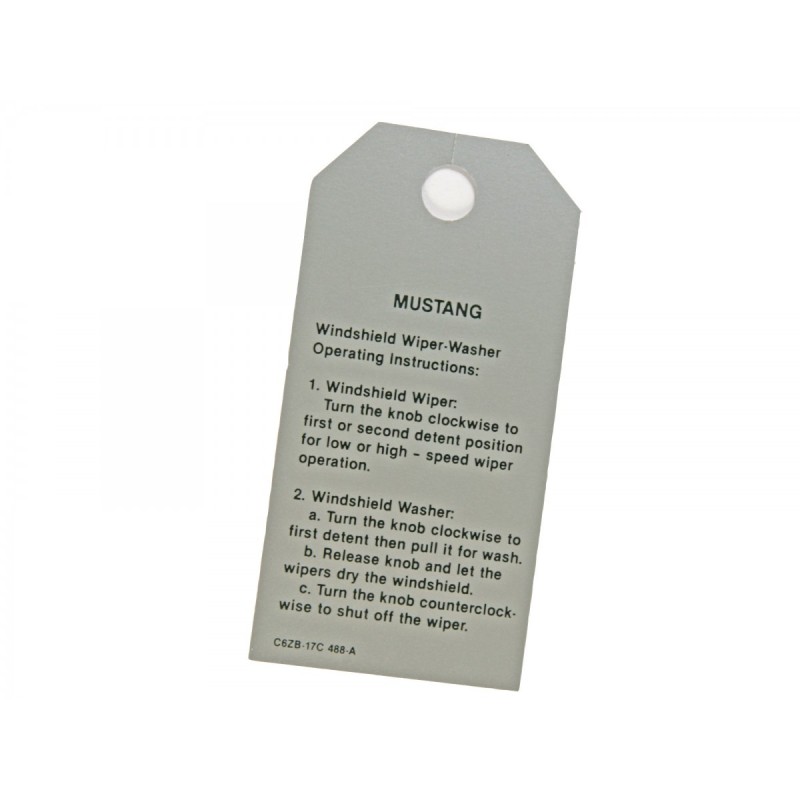 FORD MUSTANG 1965-1966 ETIQUETTE DE PARE BRISE windshield washer adjuster tag SCOTT DRAKE DF-444
