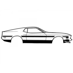 FORD MUSTANG 1971-1972 BOSS 351 FASTBACK KIT DE BANDES COTE UNIQUEMENT RALLY NOIR Rally Stripes black Side only SCOTT DRAKE D1ZZ