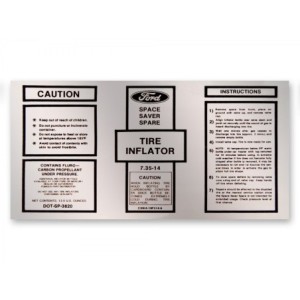 FORD MUSTANG 1969 AUTOCOLLANT Space saver inflator bottle decal SCOTT DRAKE DF-812