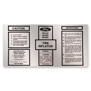 FORD MUSTANG 1971-1973 AUTOCOLLANT Space saver inflator bottle decal SCOTT DRAKE DF-814