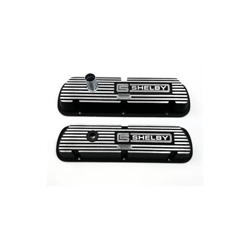 FORD MUSTANG 1964-1973 V8 260 289 302 351W PAIRE DE CACHE CULBUTEURS ALUMINIUM SHELBY SMALL BLOCK Aluminum Valve Covers with She