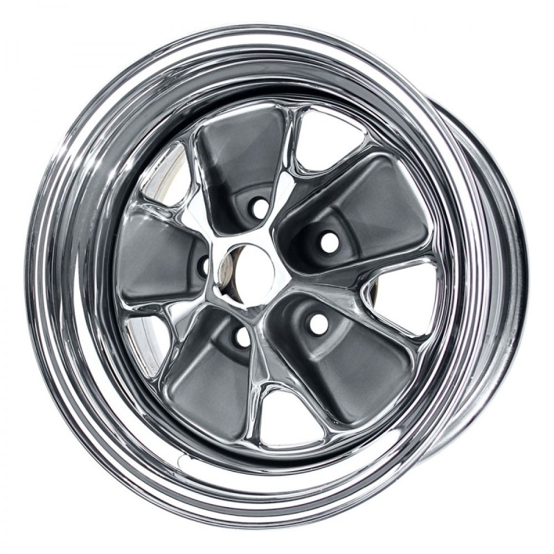 FORD MUSTANG 1965-1967 V8 JANTE STEEL WHEEL ACIER CHROME 15X7 (entraxe 114.3 x 5 goujons) ACIER CHROME styled steel wheel chrome