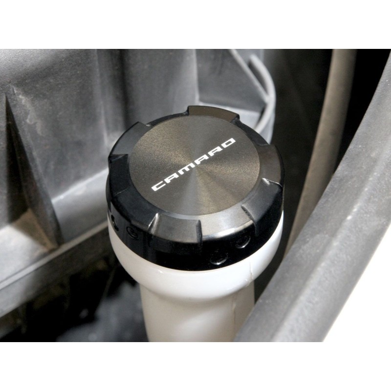 CHEVROLET CAMARO 2010-2014 COUVRE BOUCHON DE RESERVOIR DE LIQUIDE LAVE GLACE ALUMINIUM NOIR Washer Reservoir cap cover billet bl