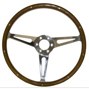 FORD MUSTANG 1965-1973 VOLANT VERITABLE BOIS ET ALMINIUM 14 POUCES 6 TROUS STYLE CORSO FEROCE 1965-73 GT 350 GT350 Style Genuine