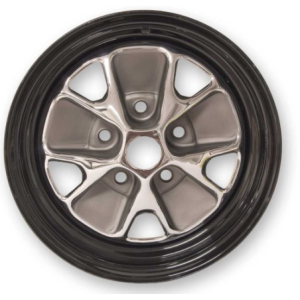 FORD MUSTANG 1966 V8 14x5 (entraxe 114.3 x 5 goujons) JANTE STYLED STEEL WHEEL EN ACIER CHROME ET CHARCOAL GRIS CHARBON LIVRE SA
