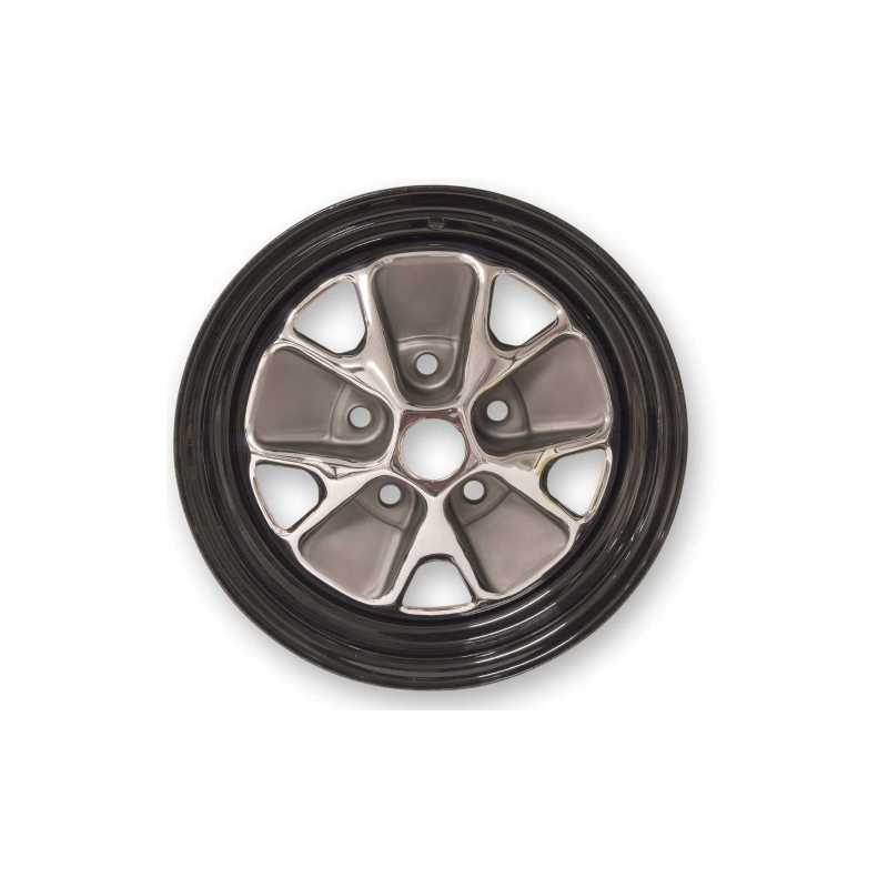 FORD MUSTANG 1966 V8 14x5 (entraxe 114.3 x 5 goujons) JANTE STYLED STEEL WHEEL EN ACIER CHROME ET CHARCOAL GRIS CHARBON LIVRE SA