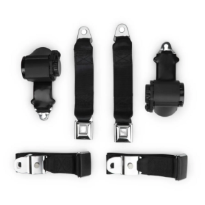 CHEVROLET CORVETTE 1970-1973 NOIR black two passenger shoulder belt system single retractors RETROBELT RB-7073V-BLK