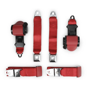 CHEVROLET CORVETTE 1970-1973 ROUGE BRIANT bright red two passenger shoulder belt system single retractors RETROBELT RB-7073V-BRD