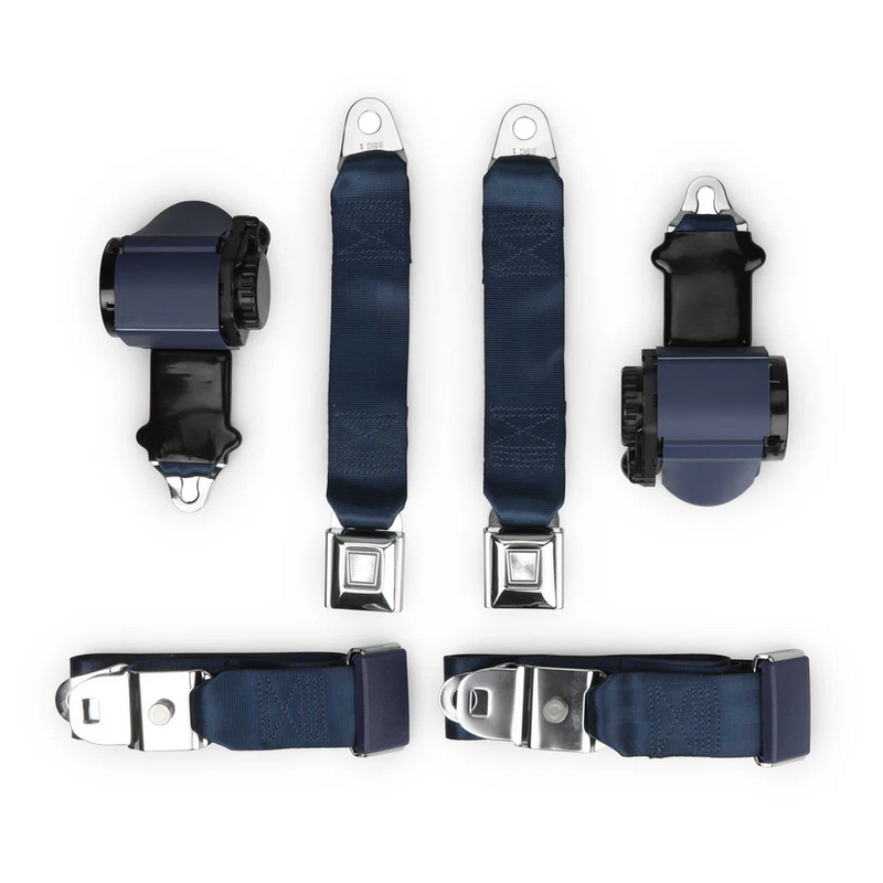 CHEVROLET CORVETTE 1970-1973 BLEU FONCE dark blue k two passenger shoulder belt system single retractors RETROBELT RB-7073V-DKB