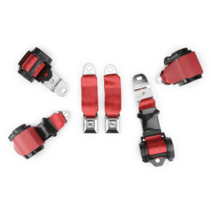 CHEVROLET CORVETTE 1972-1973 bright red two passenger shoulder belt system dual retractors RETROBELT RB-7273V-BRD
