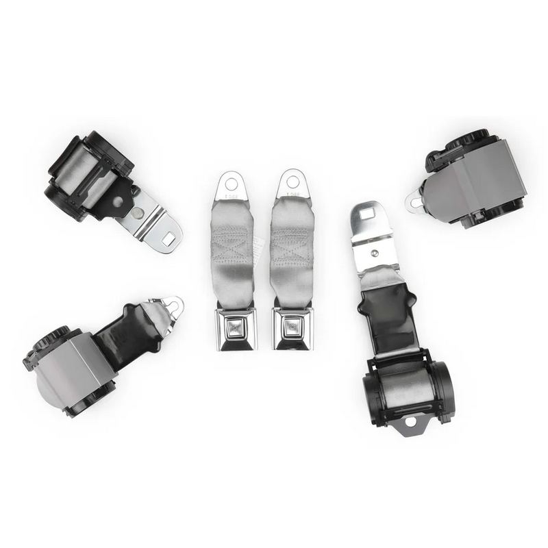 CHEVROLET CORVETTE 1972-1973 silver two passenger shoulder belt system dual retractors RETROBELT RB-7273V-SIL
