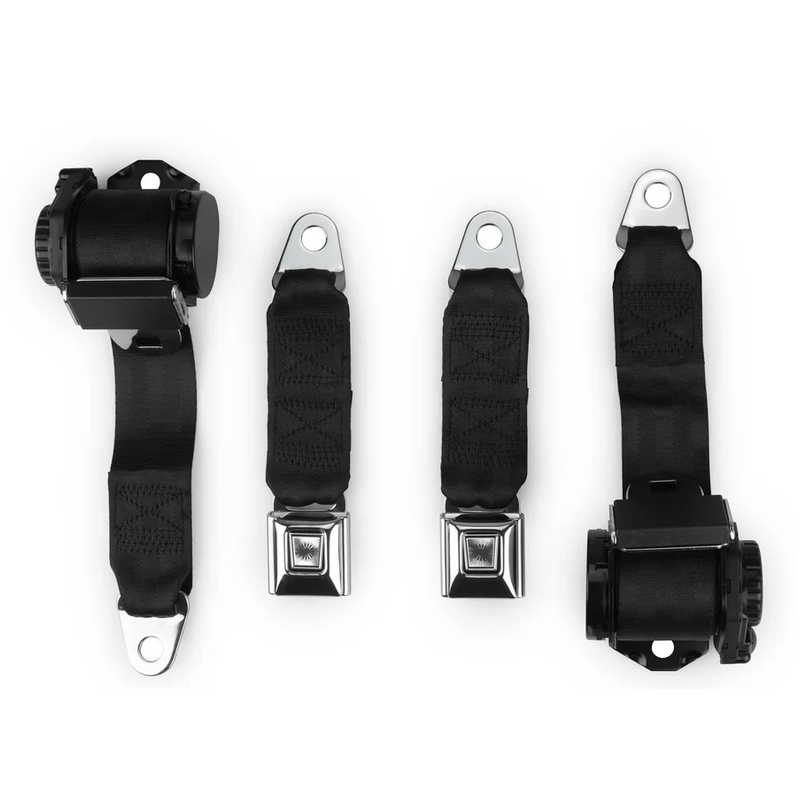CHEVROLET CORVETTE 1978-1982 NOIR black two passenger shoulder belt system single retractors RETROBELT RB-7882V-BLK