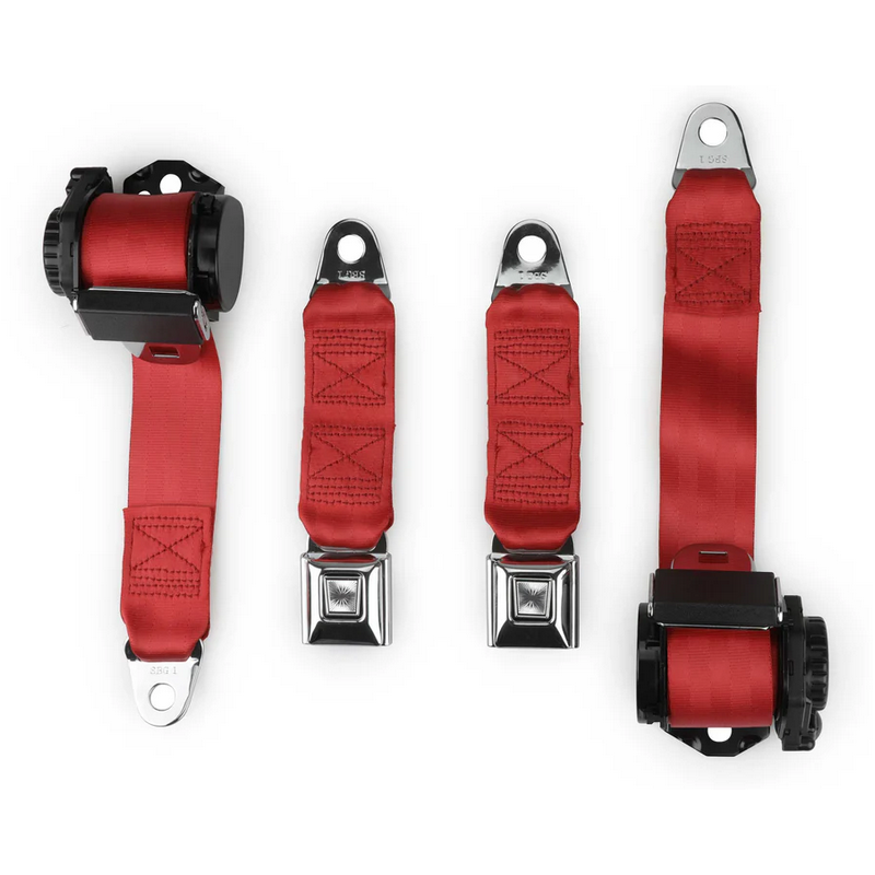 CHEVROLET CORVETTE 1978-1982 ROUGE BRIANT bright red two passenger shoulder belt system single retractors RETROBELT RB-7882V-BRD
